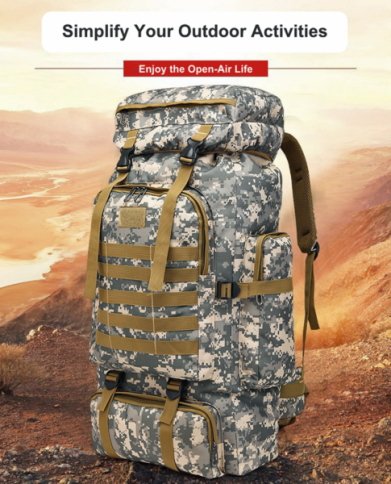 80L Waterproof Camouflage Outdoor Activity Backpacks