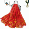 Meteor printed red silk scarf