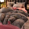 Thickened Winter Coral Flannel Bedding Set Double Sided Plus Duvet Cover