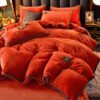 Thickened Winter Coral Flannel Bedding Set Double Sided Plus Duvet Cover