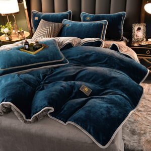 Thickened Winter Coral Flannel Bedding Set Double Sided Plus Duvet Cover