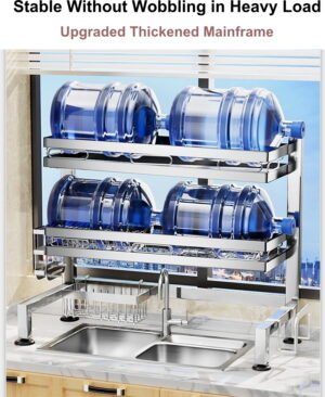 304 Stainless Steel Kitchen Sink Rack Multi-Functional Dishwashing Rack Sink Dish Drainer Dish Storage Rack